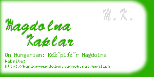 magdolna kaplar business card